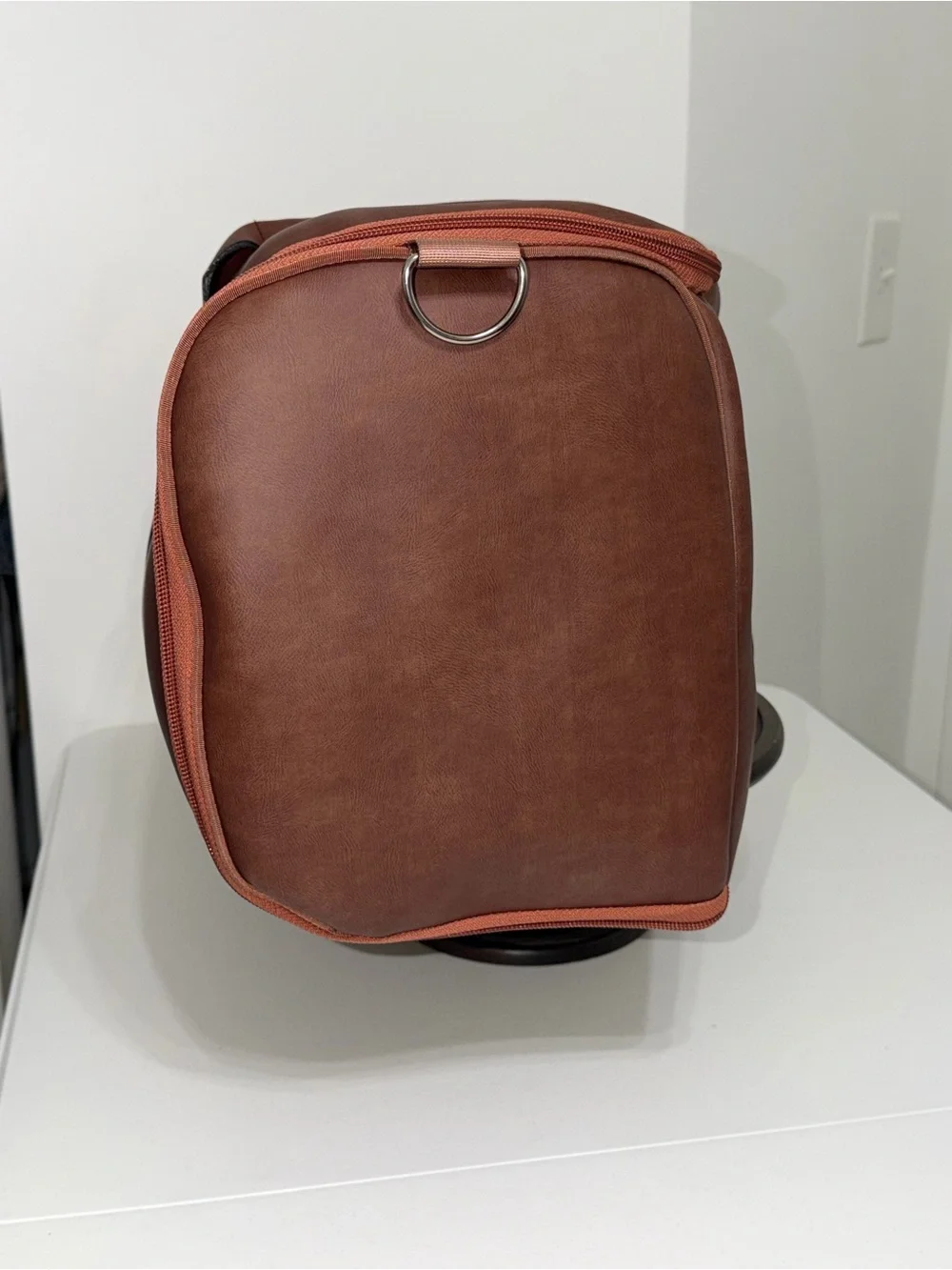Greek Traditions Faux Leather Convertible Garment Bag Duffel Travel Weekender